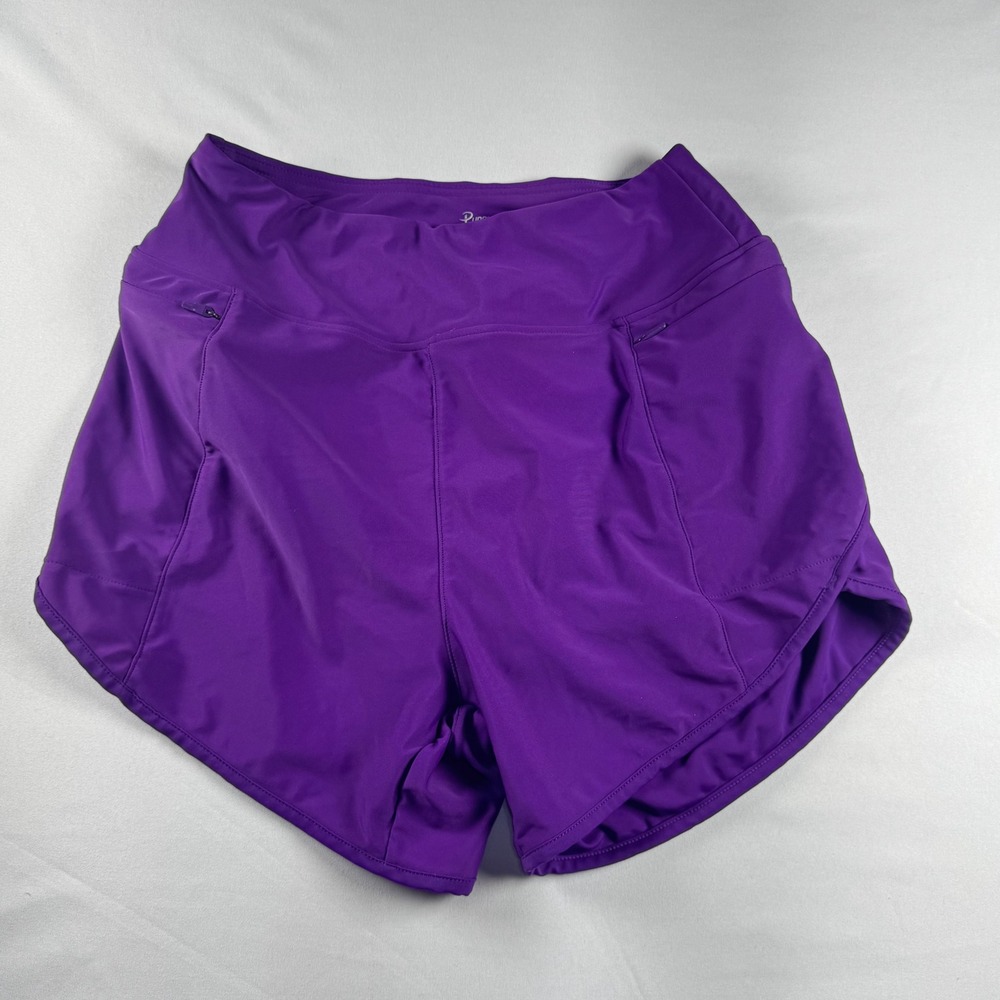 Pudolla‎ Womens Purple Running Shorts XS Athletic Workout Zipper Pockets Lined